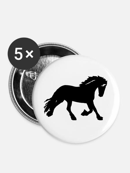 Pferd - Buttons groß 56 mm (5er Pack) - Weiß