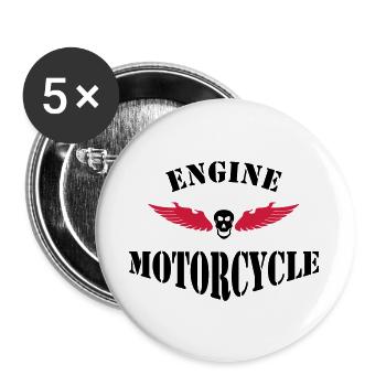 biker - Lot de 5 grands badges (56 mm) - blanc - Devant