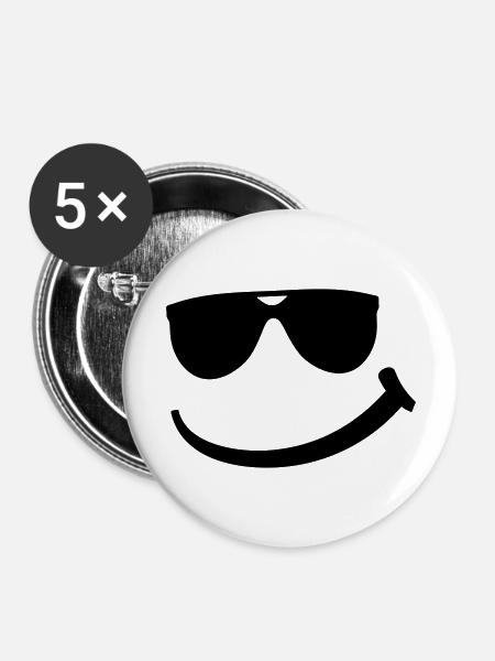 cool_smily_f1 - Buttons groß 56 mm (5er Pack) - Weiß