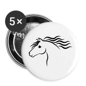 Horse Design - Buttons large 2.2''/56 mm (5-pack) - white - Front
