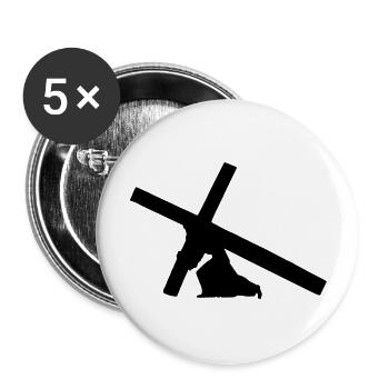 jesus carrying cross 1c - Buttons large 2.2''/56 mm (5-pack) - white - Front
