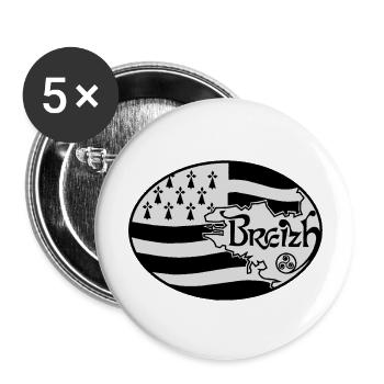 Flagge Großbritannien authentisch - Buttons groß 56 mm (5er Pack) - Weiß - Vorne