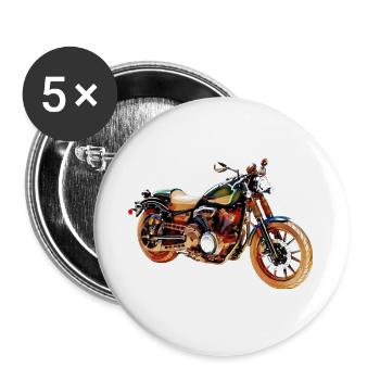 Moto vintage - Lot de 5 grands badges (56 mm) - blanc - Devant