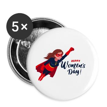 Journée internationale de la femme - Lot de 5 grands badges (56 mm) - blanc - Devant