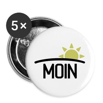 Moin Guten Morgen Sonne - Buttons groß 56 mm (5er Pack) - Weiß - Vorne