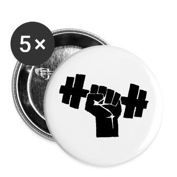 POIDS de formation de culturisme soulever des - Lot de 5 grands badges (56 mm) - blanc - Devant