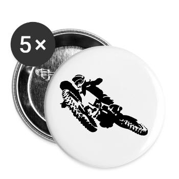 Motocross - Buttons groß 56 mm (5er Pack) - Weiß - Vorne