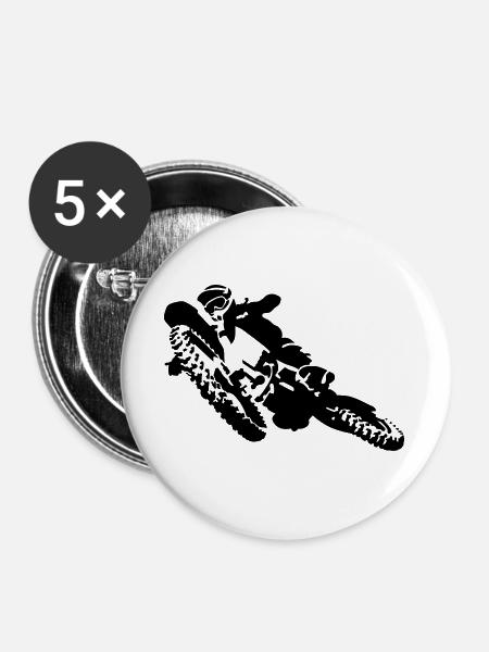 Motocross - Buttons groß 56 mm (5er Pack) - Weiß