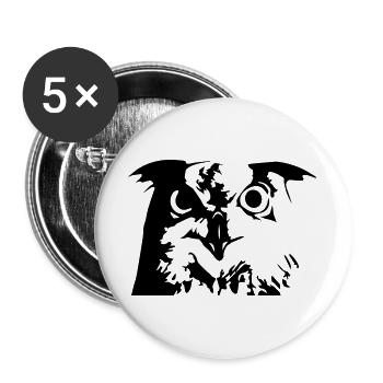 Eule, Owl - Grafik, Vogel, UHU - Buttons groß 56 mm (5er Pack) - Weiß - Vorne