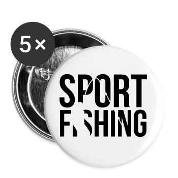 fishing pêche - Lot de 5 grands badges (56 mm) - blanc - Devant