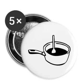 Pfanne Kochtopf Kochlöffel Koch - Buttons groß 56 mm (5er Pack) - Weiß - Vorne
