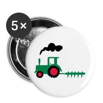 traktor trecker landwirtschaft - Buttons groß 56 mm (5er Pack) - Weiß - Vorne