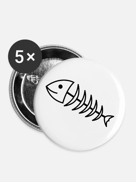 fischgraete1 - Buttons groß 56 mm (5er Pack) - Weiß