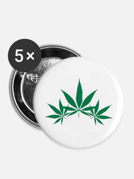 cannabis Cannabisblatt Ganjakraut Haschisch - Buttons groß 56 mm (5er Pack) - Weiß