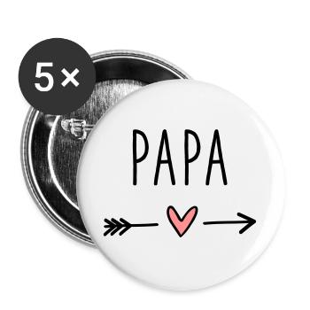 Papa Herz Pfeil Liebe Vatertag Geschenk - Buttons groß 56 mm (5er Pack) - Weiß - Vorne