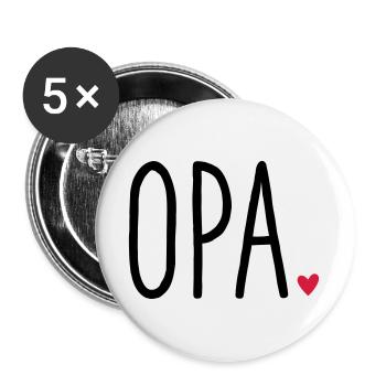 Opa Herz - Geschenk Enkel Liebe - Buttons groß 56 mm (5er Pack) - Weiß - Vorne