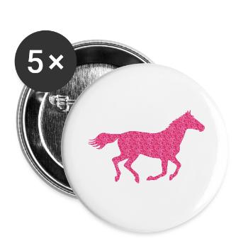 cheval de paillettes - Lot de 5 grands badges (56 mm) - blanc - Devant