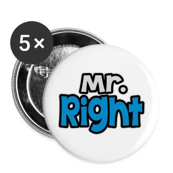 Mr. Rght - Buttons groß 56 mm (5er Pack) - Weiß - Vorne