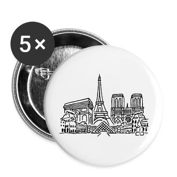 Paris Panorama - Buttons groß 56 mm (5er Pack) - Weiß - Vorne