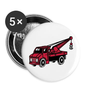 Auto Spielzeug Laster Kran abschleppen autokran La - Buttons groß 56 mm (5er Pack) - Weiß - Vorne