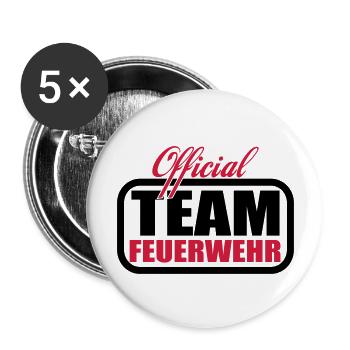 team Feuerwehr - Buttons groß 56 mm (5er Pack) - Weiß - Vorne