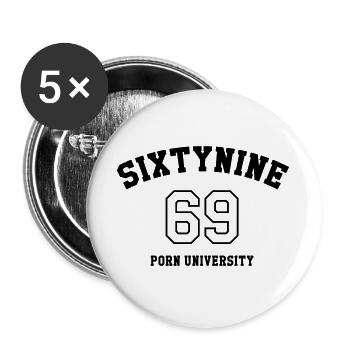 69 Porn University - Buttons large 2.2''/56 mm (5-pack) - white - Front