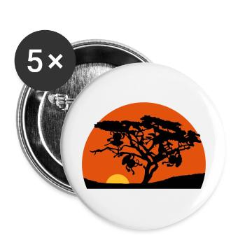 Africa tree sunset monkey - Buttons large 2.2''/56 mm (5-pack) - white - Front