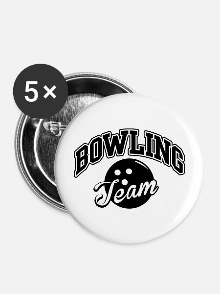 Bowling Team - Buttons groß 56 mm (5er Pack) - Weiß