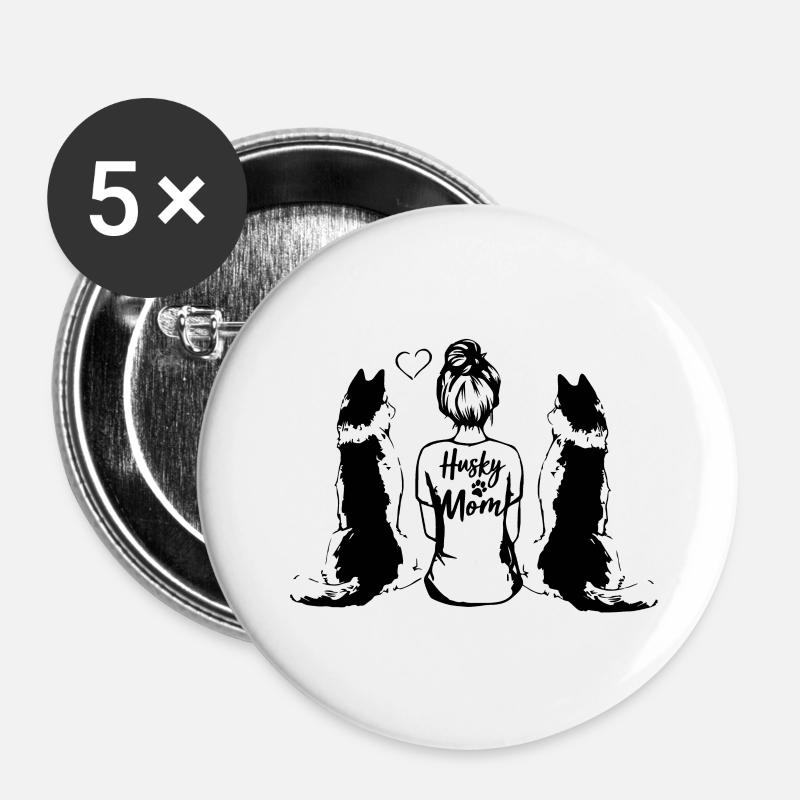 husky mom - Buttons large 2.2''/56 mm (5-pack) - white