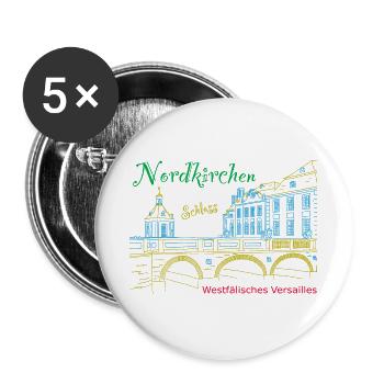 Nordkirchen Schloss, Westfälisches Versailles - Buttons groß 56 mm (5er Pack) - Weiß - Vorne