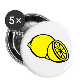 Zitrone - Buttons groß 56 mm (5er Pack) - Weiß - Vorne