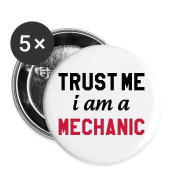Trust me I am a Mechanic - Lot de 5 grands badges (56 mm) - blanc - Devant