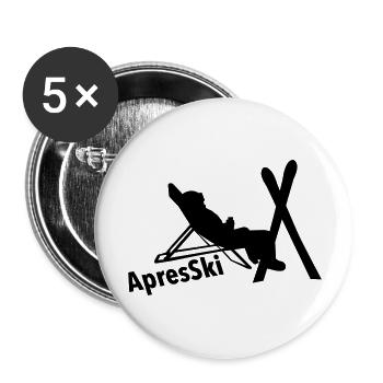 Ski, ski, skiing, après ski, freeski, freeskiing - Buttons large 2.2''/56 mm (5-pack) - white - Front
