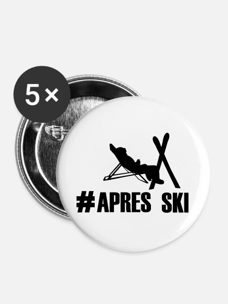 Ski Pause - Buttons groß 56 mm (5er Pack) - Weiß