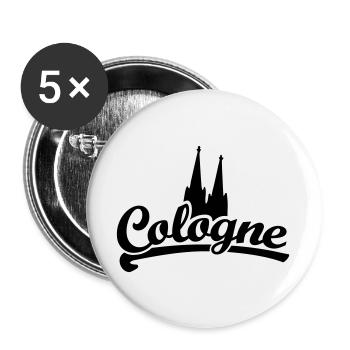 Cologne Classic Dom - Köln mit Kölner Dom - Buttons groß 56 mm (5er Pack) - Weiß - Vorne