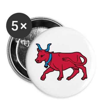 Zeichnung rote Kuh Vektor Metzger Züchter Béarn - Buttons groß 56 mm (5er Pack) - Weiß - Vorne