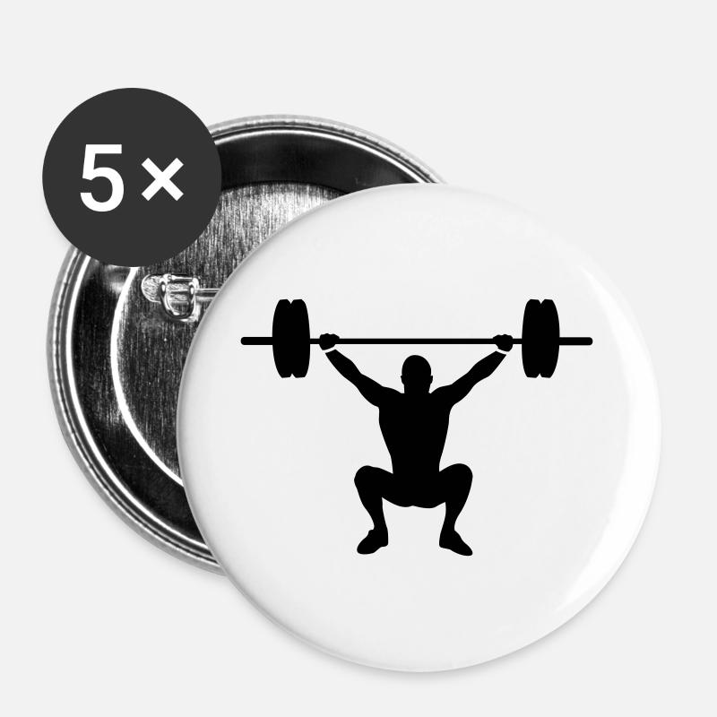 weight lifting - Buttons large 2.2''/56 mm (5-pack) - white