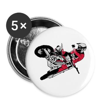Moto Cross - motocross - Lot de 5 grands badges (56 mm) - blanc - Devant