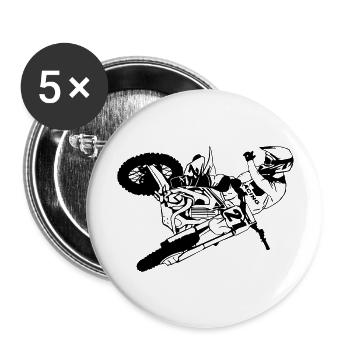 Moto Cross - motocross - Lot de 5 grands badges (56 mm) - blanc - Devant