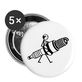Mechatroniker mit Zündkerze - Buttons groß 56 mm (5er Pack) - Weiß - Vorne