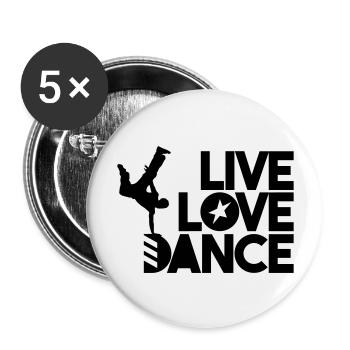 Live Love Dance - Buttons groß 56 mm (5er Pack) - Weiß - Vorne