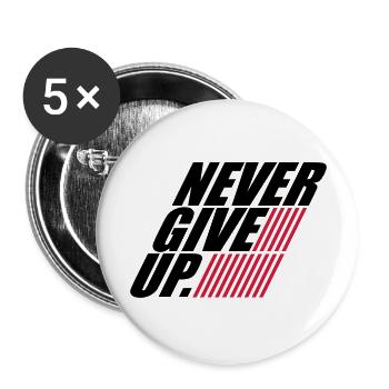 stripes design never give up logo never give up - Buttons large 2.2''/56 mm (5-pack) - white - Front