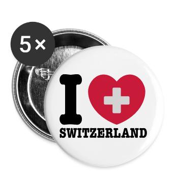 Schweiz - Buttons groß 56 mm (5er Pack) - Weiß - Vorne