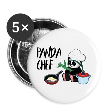 Panda Koch - Lot de 5 grands badges (56 mm) - blanc - Devant