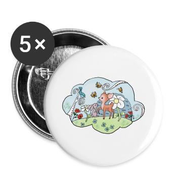Wolkenland reh - Buttons groß 56 mm (5er Pack) - Weiß - Vorne