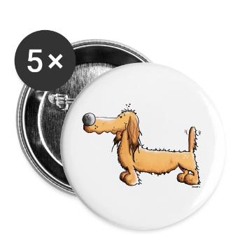 Damiana der Dackel - Buttons groß 56 mm (5er Pack) - Weiß - Vorne