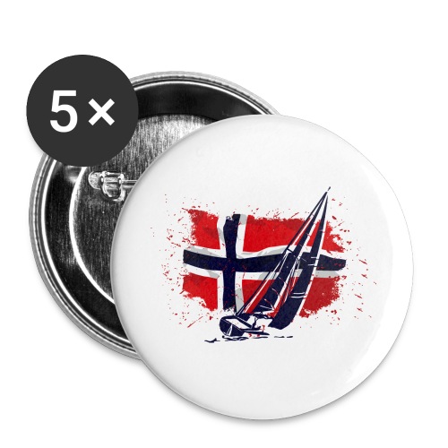Maritime Sailing - Norway Flag - Vintage Look - Buttons groß 56 mm (5er Pack)