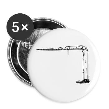 Grue pliante grue grue crane - Lot de 5 grands badges (56 mm) - blanc - Devant