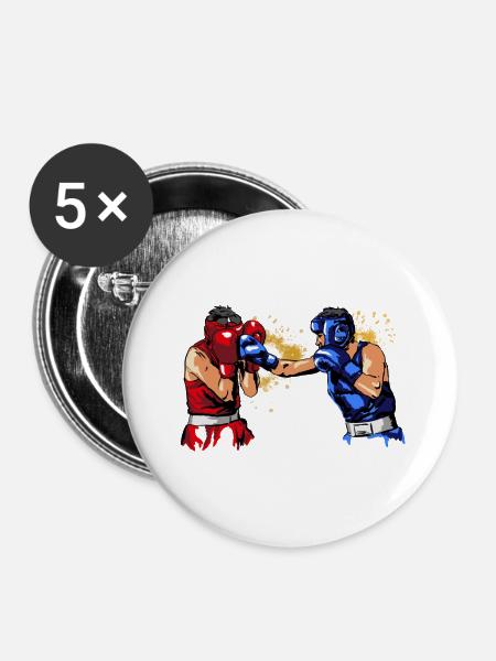 Boxing - Buttons groß 56 mm (5er Pack) - Weiß