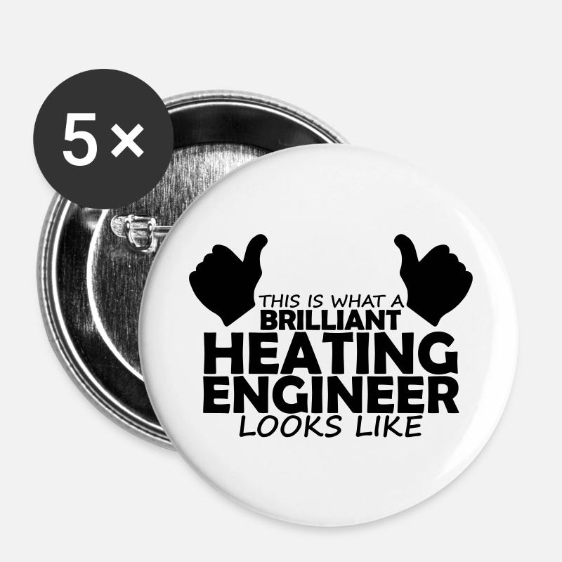 brilliant heating engineer - Buttons large 2.2''/56 mm (5-pack) - white